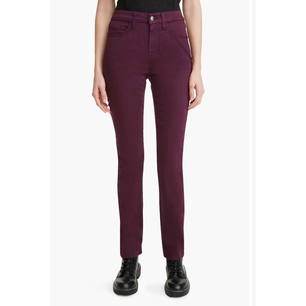 JEN7 by 7 For All Mankind Sateen Slim Straight Leg Jeans Plum Purple 14 NWOT